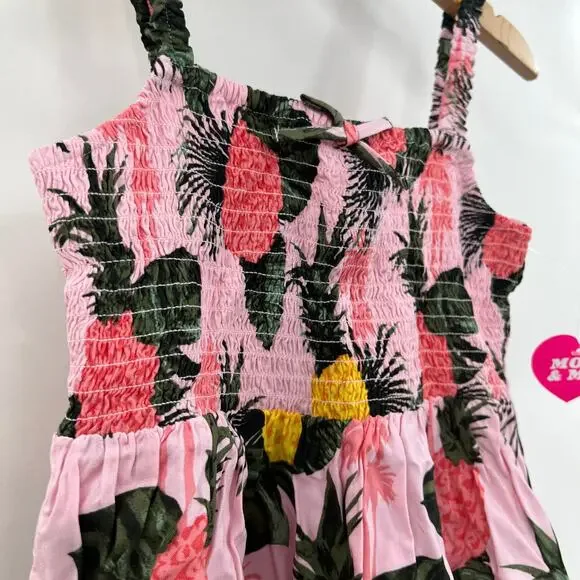 NWT The Children’s Place 5T Pink Aspen Gold Floral Dress Hawaiian Pineapple - Picture 3 of 7